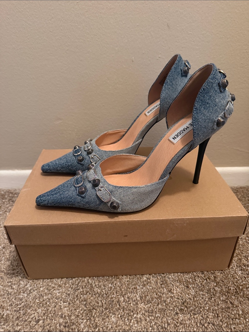 Steve Madden Two-Tone Denim Pointed D'Orsay Pumps